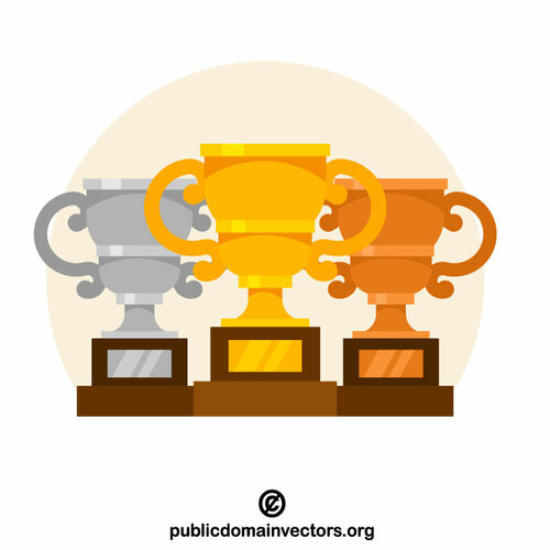 Tres trofeos: oro, plata y bronce